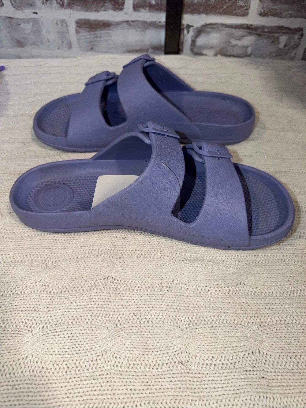Women’s Lavender Double-Buckle Slide Sandals